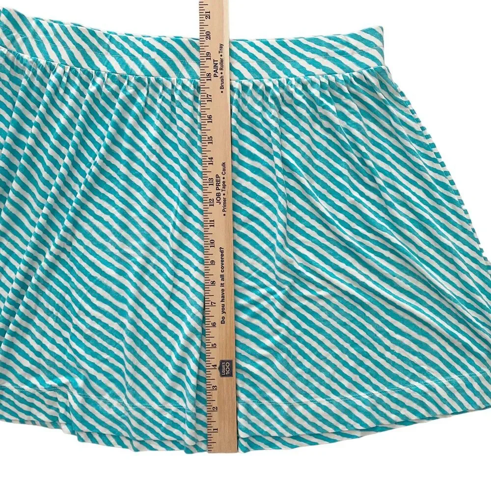 Ann Taylor Loft‎ Skirt Womens XL Striped Jersey Knit Teal/White Circle Skater